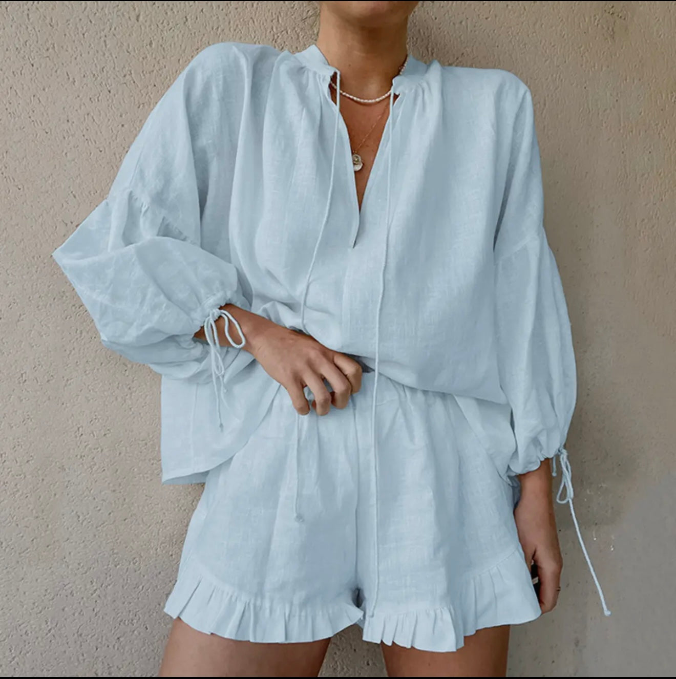 Blue Linen Set